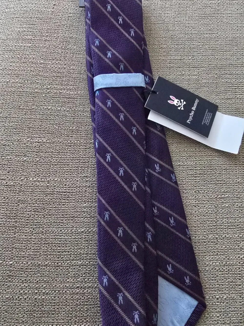 Psycho Bunny Tie 100% Silk English Fabric Made In USA Purple NWT